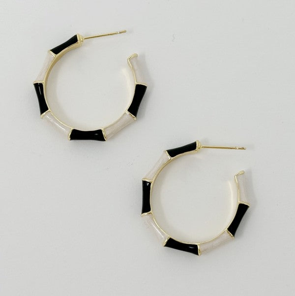 Small Color Block Baboo Hoop Earrings