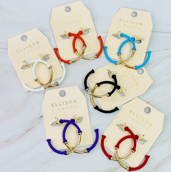 Color Coated Bamboo Hoop Earrings