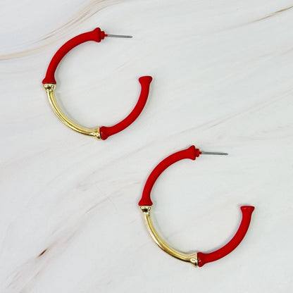 Color Coated Bamboo Hoop Earrings