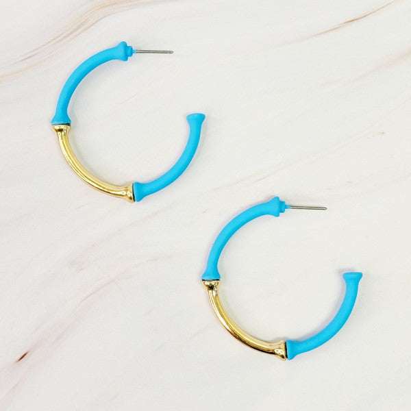 Color Coated Bamboo Hoop Earrings