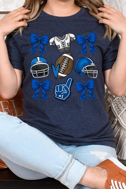 Blue Coquette Football Graphic Tee