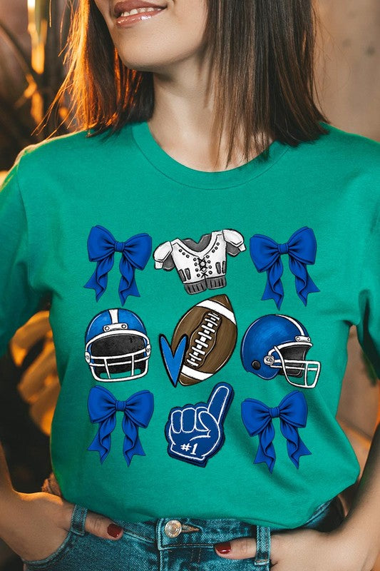 Blue Coquette Football Graphic Tee