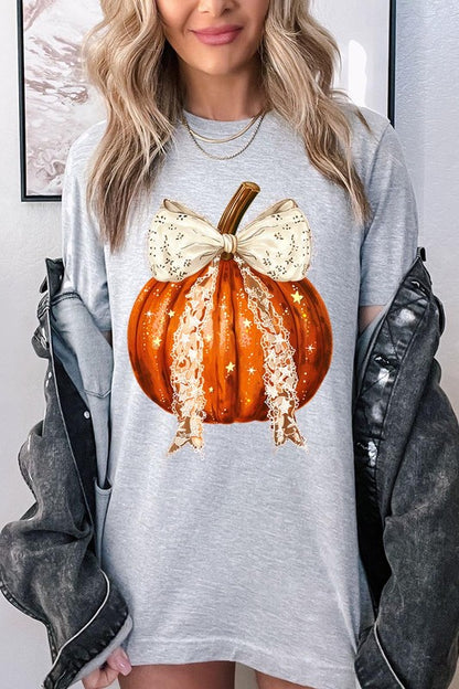 Coquette bow Halloween Pumpkin Graphic Tee