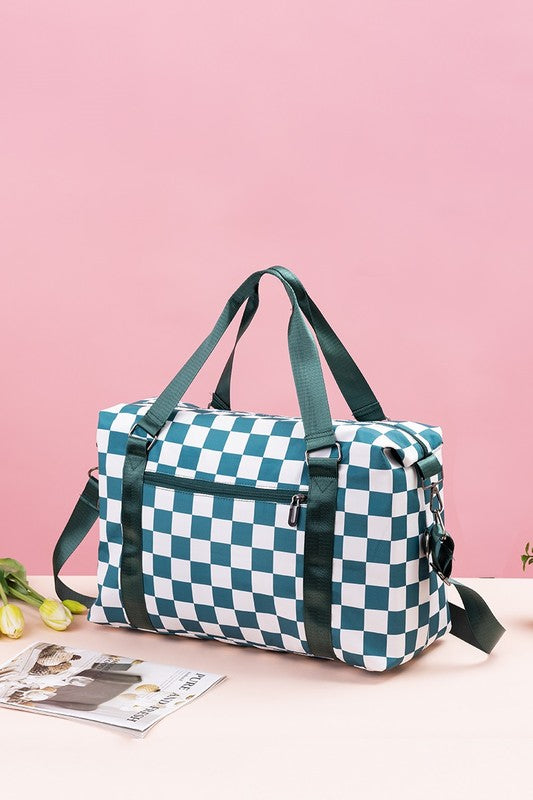 Zenana Checkered Multi-Pocket Travel Bag